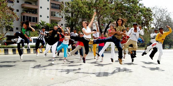 Kids dancing on the road in Lets Dance