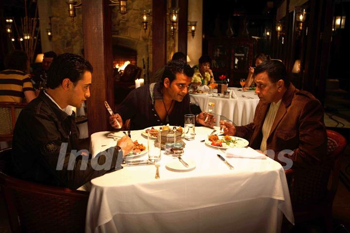 Mithun,Imraan and Ravi having their dinner