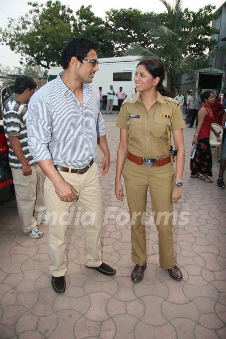 John and Kavita in the sets of Sab Tv serial F.I.R at Goregaon