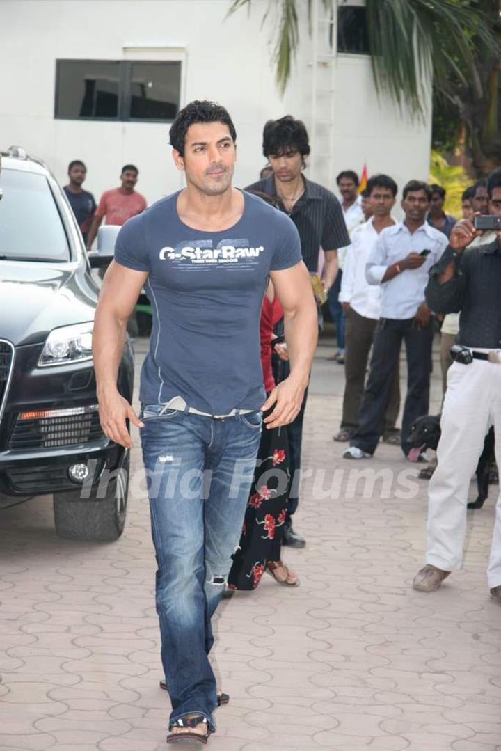 John Abraham in the sets of Sab Tv serial F.I.R at Goregaon