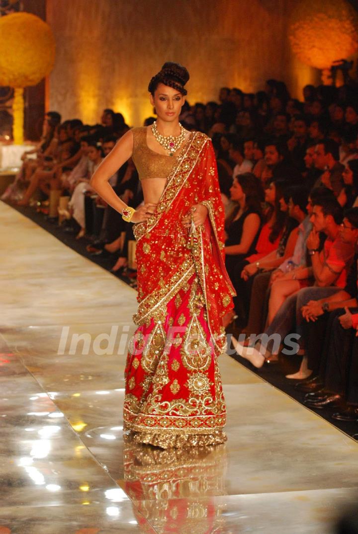 Model showcasing on ramp for Manish Malhotra on day 1 of HDIL