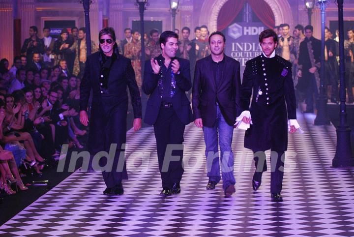 Amitabh Bachchan, Karan Johar and Hrithik Roshan at HDIL India Couture Week 2010 Day 2