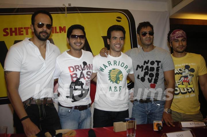 Ajay Devgan, Tusshar Kapoor, Shreyas Talpade and Kunal Khemu on Golmaal 3 Press Meet at Sun N Sand