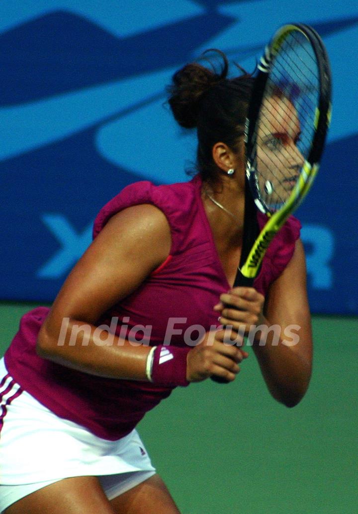 Sania Mirza during the women's singles final match against Anastasia Rodionova of Australia at the 19 th Commonwealth Games on Saturday