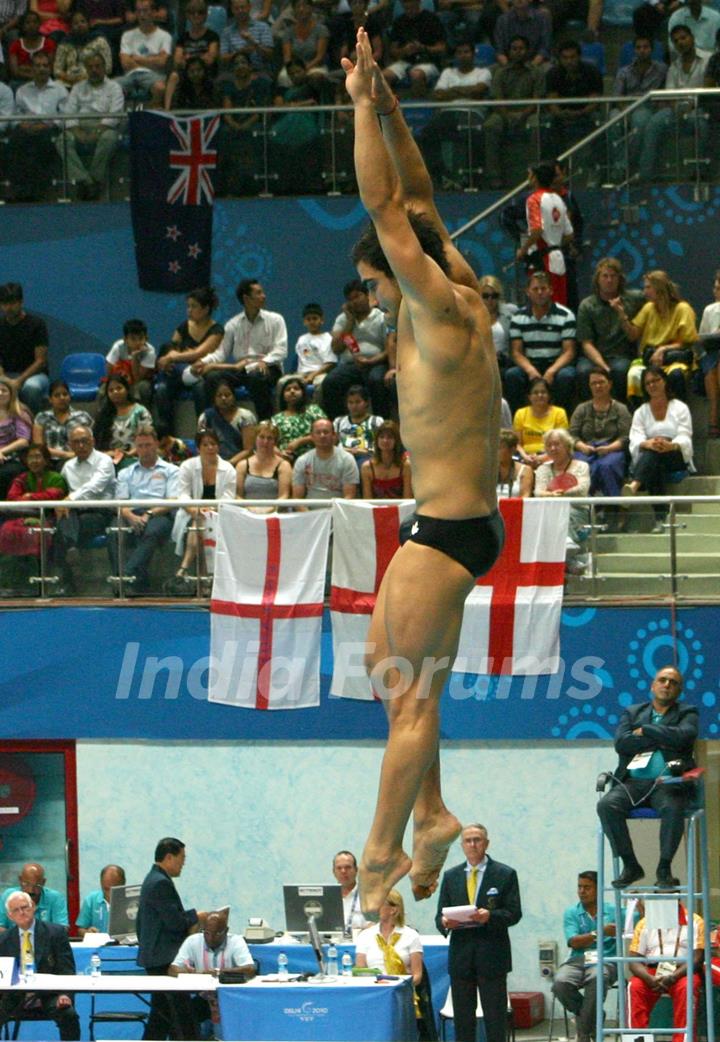 Alexandre Despatie (Gold Medal ) of Canada during the  Men's 3m Springboard Final at the 19th Commonwealth Games ,in New Delhi