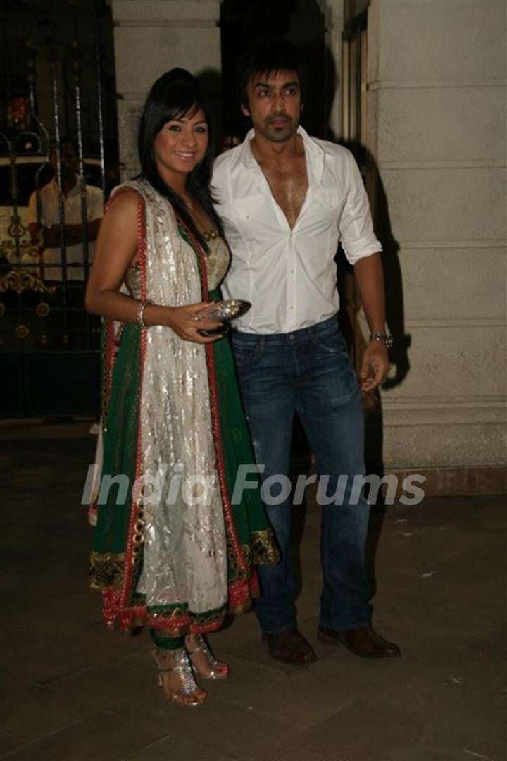 Aashish Cowdary and wife Shamita Bangargi at Sanjay Dutt's Mata Ki Chowki at Bandra