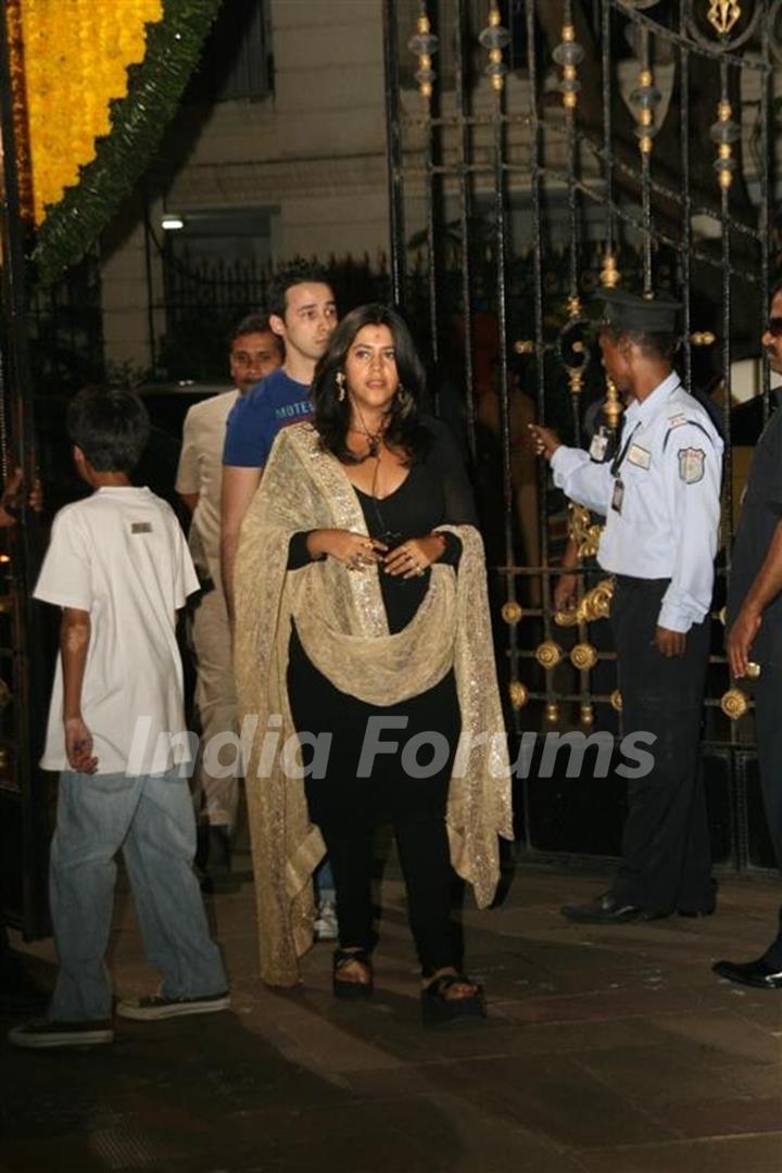 Ekta Kapoor at Sanjay Dutt's Mata Ki Chowki at Bandra