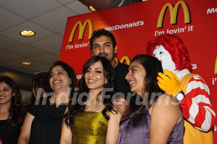 John and Pakhi at McDonalds to promote Jhoothi Hi Sahi at Andheri, Mumbai