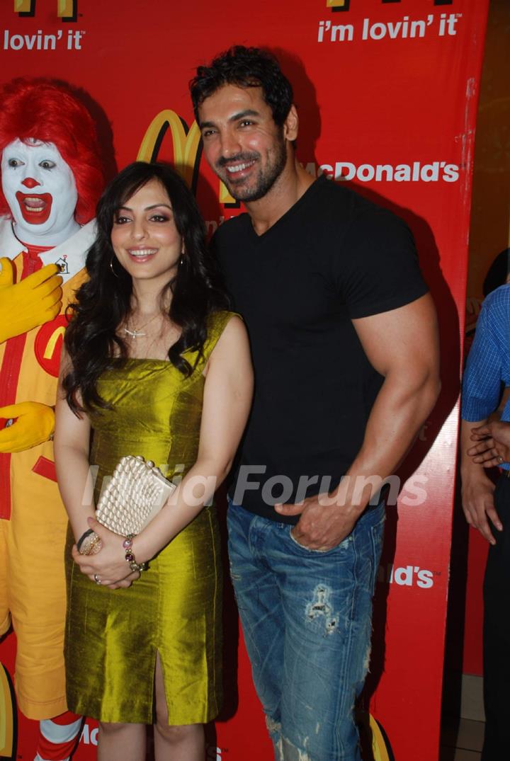 John and Pakhi at McDonalds to promote Jhootha Hi Sahi