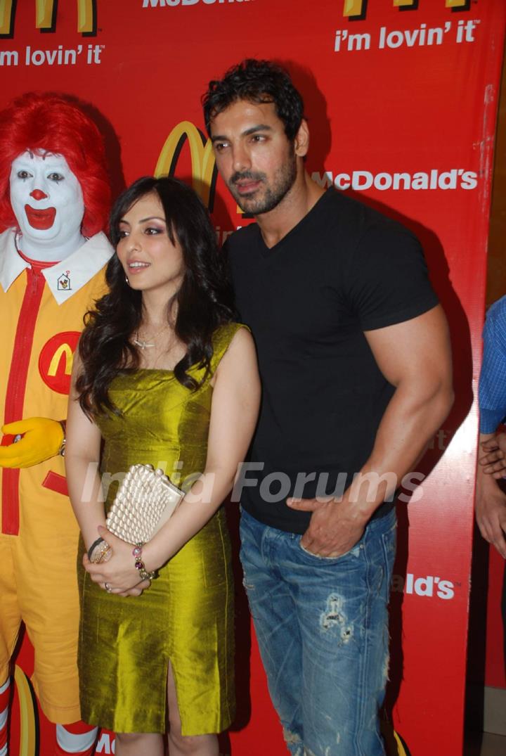 John and Pakhi at McDonalds to promote Jhootha Hi Sahi