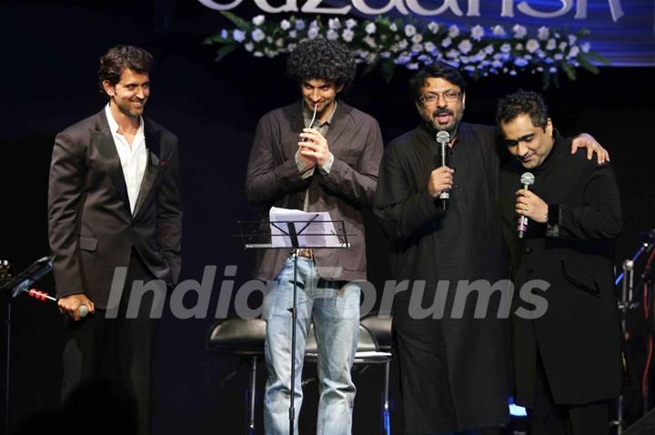 Hrithik, Sanjay Bhansali and Kunal at Music release of 'Guzaarish' at Yash Raj Studio, Mumbai
