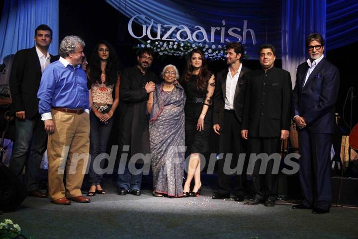 Hrithik, Sanjay, Amitabh and Aishwarya at Music release of 'Guzaarish' at Yash Raj Studio, Mumbai