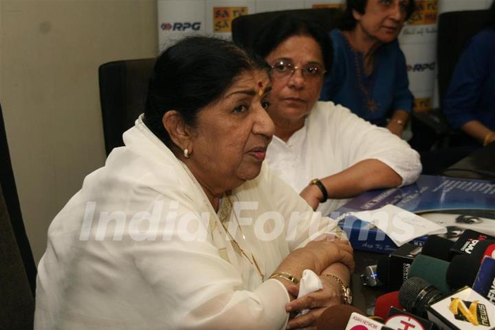 Lata Mangeshkar launches her Saregama India Ltd's album Aapki Sewa Mein Main Aur Mere Saathi at Saregama Office in Mumbai