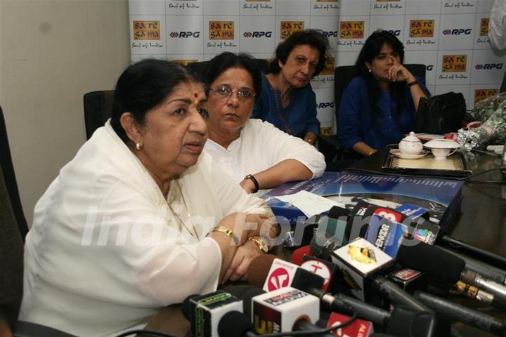 Lata Mangeshkar launches her Saregama India Ltd's album Aapki Sewa Mein Main Aur Mere Saathi at Saregama Office in Mumbai