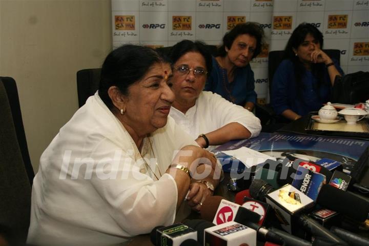 Lata Mangeshkar launches her Saregama India Ltd's album Aapki Sewa Mein Main Aur Mere Saathi at Saregama Office in Mumbai