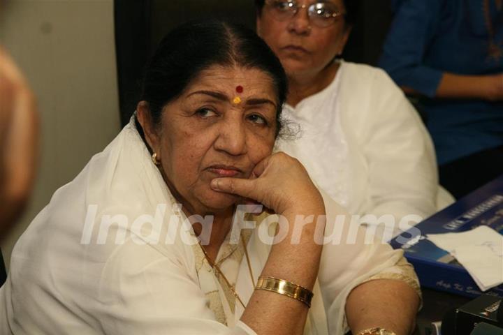 Lata Mangeshkar launches her Saregama India Ltd's album Aapki Sewa Mein Main Aur Mere Saathi at Saregama Office in Mumbai