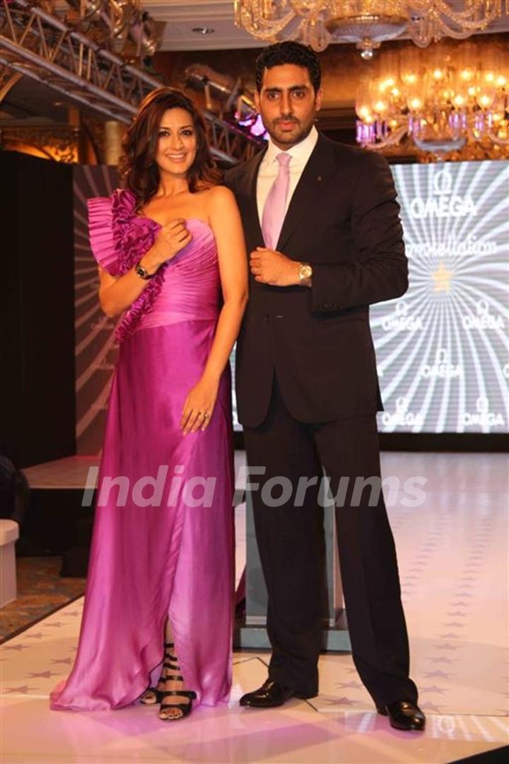 Abhishek and Sonali Bendre at Omega Constellation watches fashion show in Mumbai