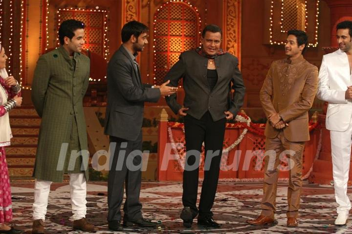 Cast of Movie Golmaal 3 and Mithun on the sets of Colors Diwali show