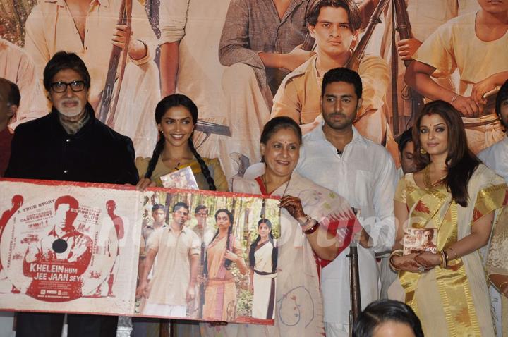 Big B unveils Abhishek Bachchan-Deepika Padukone starrer KHJJS music album at Powai