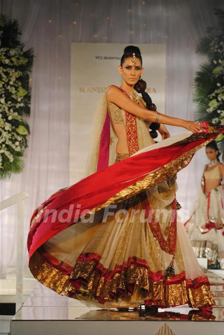 Model Walks for fashion designer Manish Malhotra at Aamby Valley Indian Bridal Week day 5