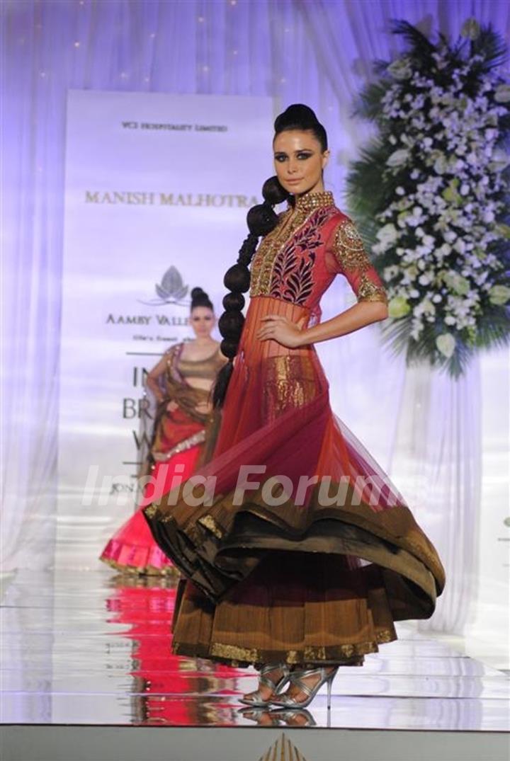 Model Walks for fashion designer Manish Malhotra at Aamby Valley Indian Bridal Week day 5