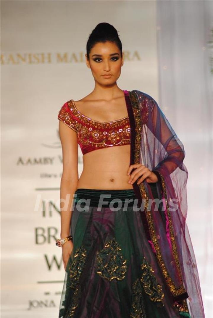 Model Walks for fashion designer Manish Malhotra at Aamby Valley Indian Bridal Week day 5