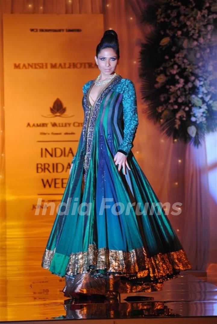 Model Walks for fashion designer Manish Malhotra at Aamby Valley Indian Bridal Week day 5