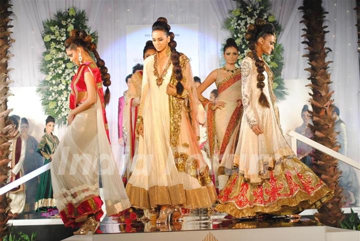 Model Walks for fashion designer Manish Malhotra at Aamby Valley Indian Bridal Week day 5