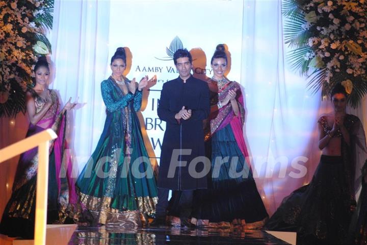 Model Walks for fashion designer Manish Malhotra at Aamby Valley Indian Bridal Week day 5