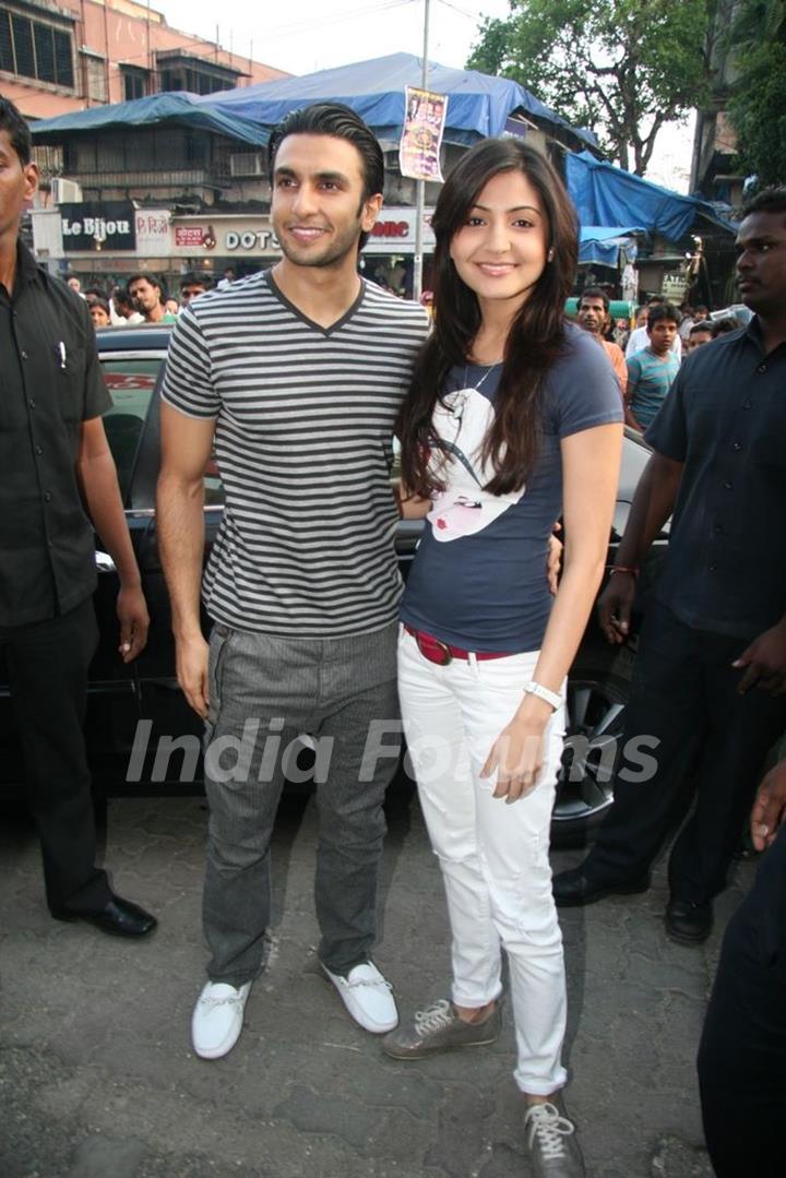 Anushka Sharma and Ranveer Singh at Music launch of Movie Band Baaja Baaraat at Reliance Trends