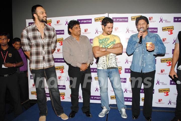 Golmaal 3 cast celebrate success of their film with underprivileged kids on Children’s Day at FAME Cinemas in Andheri, Mumbai