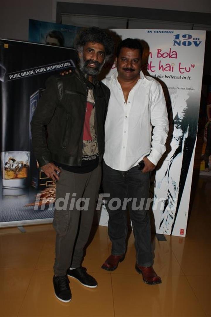 Makrand Deshpande and Nagesh Bhonsle at Shahrukh Bola Khoobsurat Hai Tu film premiere at Cinemax