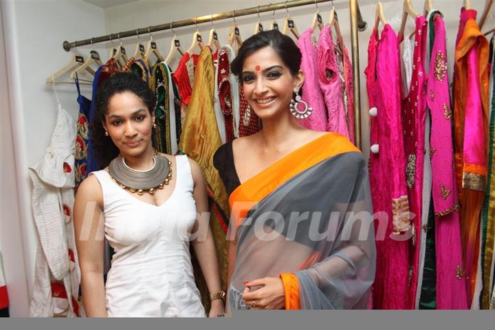 Sonam Kapoor at innaguration of fashion designer Masaba Gupta's first standalone store''MASABA''