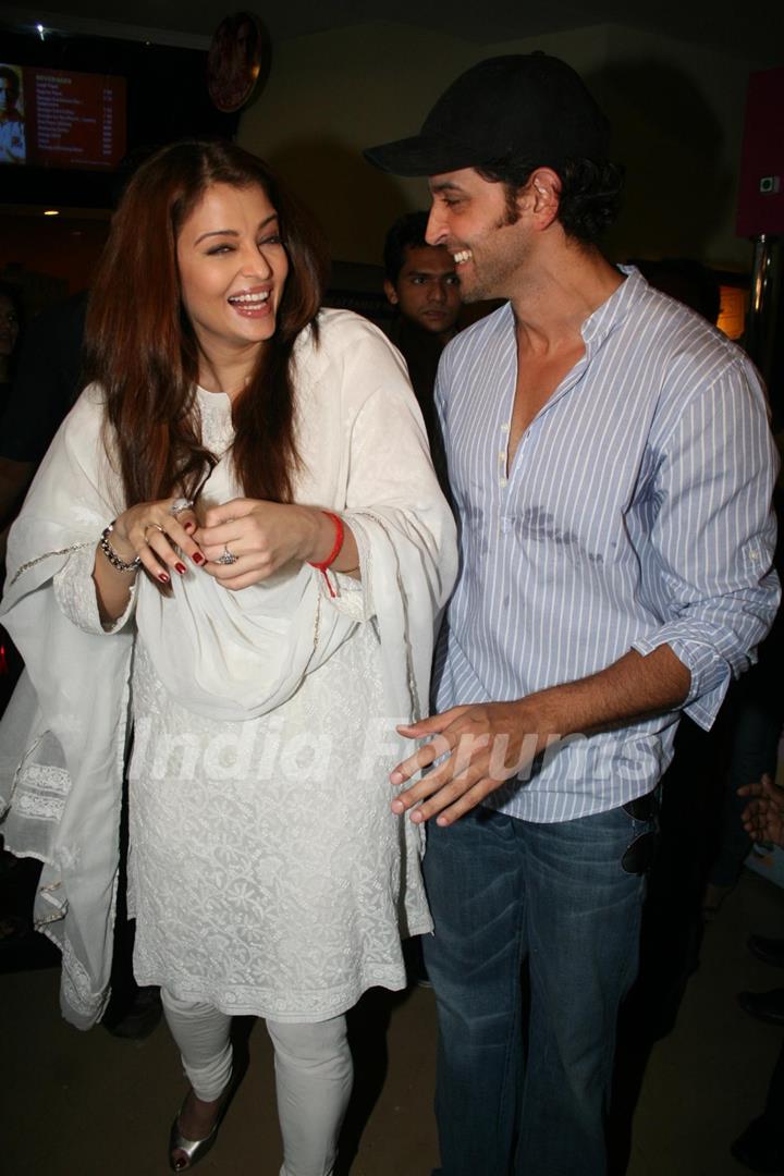 Hrithik Roshan and Aishwarya Rai at special show of Guzaarish for special kids and paraplegic patients at PVR Cinemas in Juhu, Mumbai