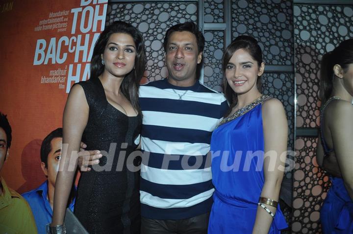 Madhur Bhandarkar with Shazahn and Shraddha at upcoming romantic comedy film “Dil Toh Baccha Hai Ji”