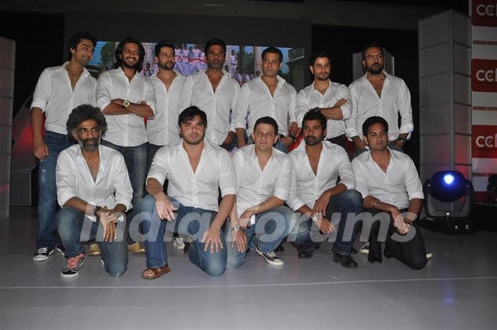 Bollywood actors at Press Conference for the Celebrity cricket League (CCL), Mumbai