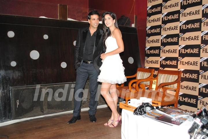 Katrina Kaif and Akshay Kumar unveil Special Anniversay Issue 2010 of Filmfare Magazine at Enigma in Hotel JW Marriott in Juhu, Mumbai