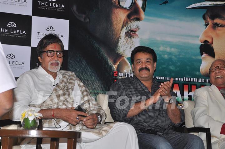 Amitabh Bachchan and Mohanlal at the press meet of Kandahar hosted by the Leela Hotels