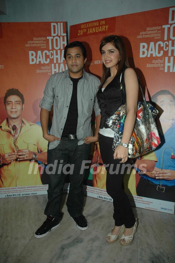 Shazahn Padamsee and Omi Vaidya promote Dil Toh Baccha Hai at Andheri. .