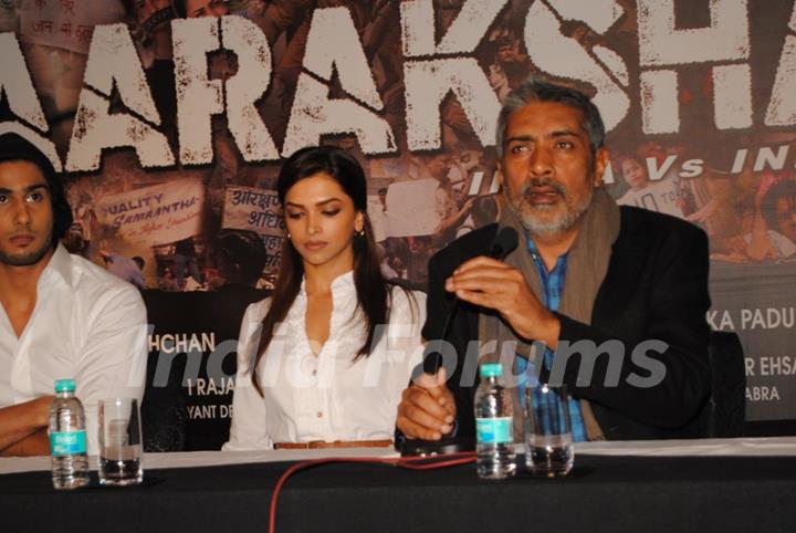 Deepika Padukone at Press Conf. for the Prakash Jha upcoming movie ''Aarakshan'' at Novatel, Mumbai