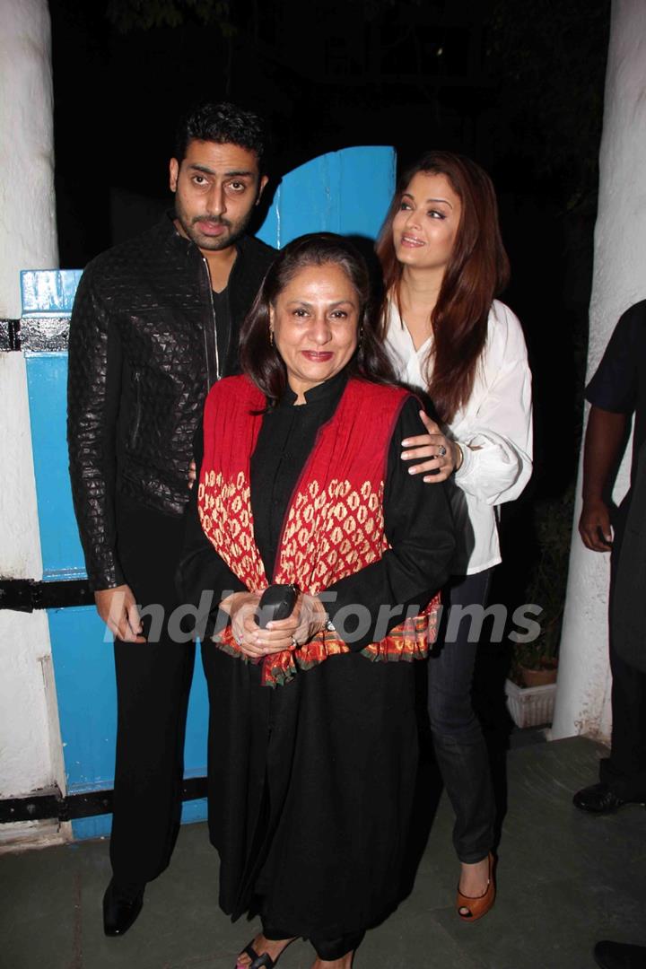 Jaya, Abhishek and Aishwarya Rai Bachchan at Dabboo Ratnani Calendar Launch at Olive, Bandra, Mumbai