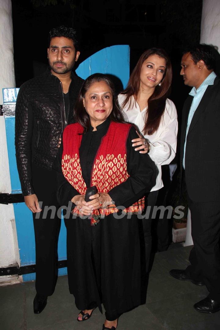 Jaya, Abhishek and Aishwarya Rai Bachchan at Dabboo Ratnani Calendar Launch at Olive, Bandra, Mumbai