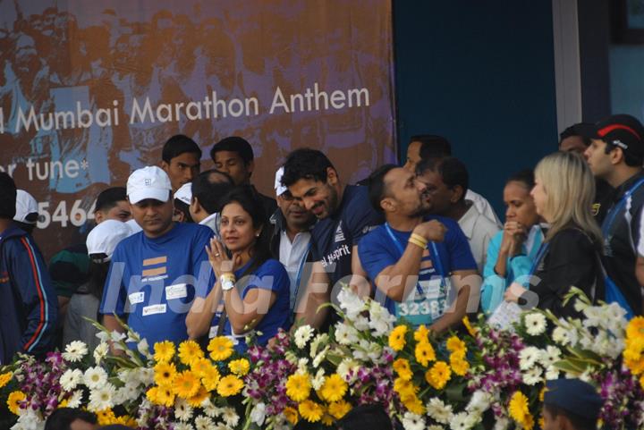 John Abraham, Rahul Bose and Shefali at Standard Chartered Mumbai Marathon 2011