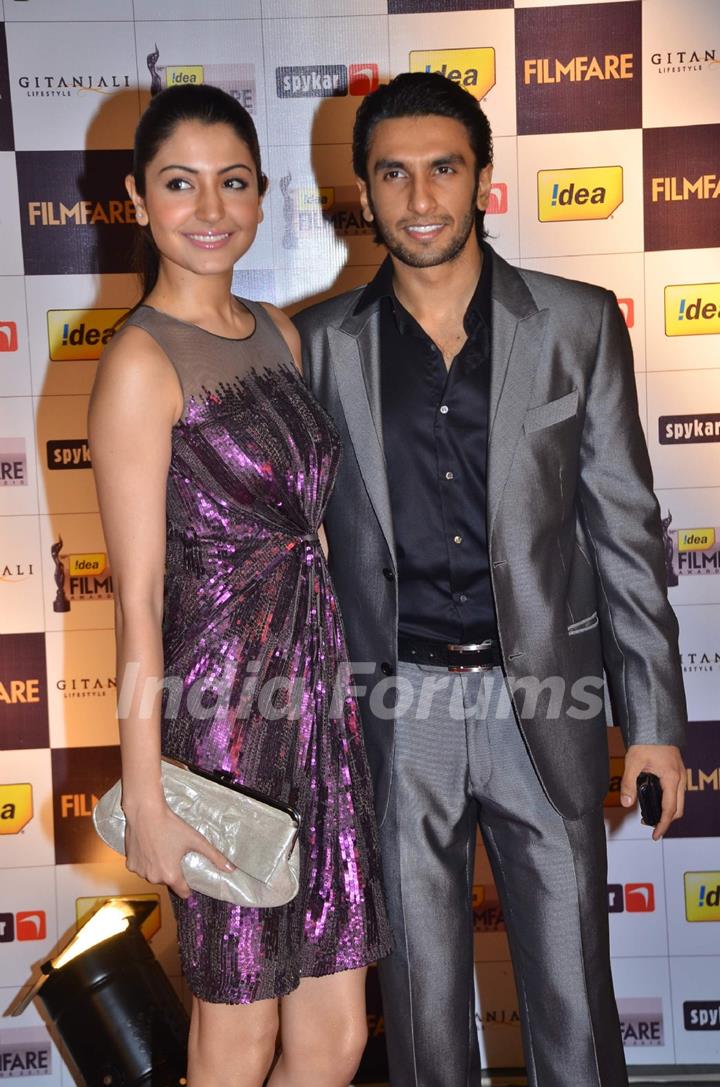 Anushka Sharma and Ranveer Singh at the Filmfare nominations bash at JW Marriott. .