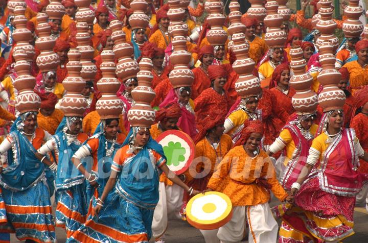 The dress rehearsal for the Republic Day parade at Rajpath 23 Jan 2011. .