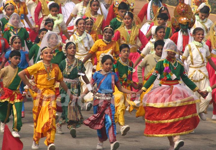 The dress rehearsal for the Republic Day parade at Rajpath 23 Jan 2011. .