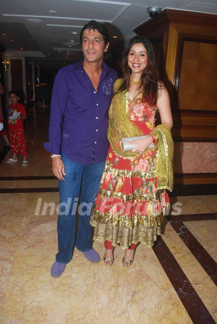 Chunky Pandey and his wife in Sameer Soni and Neelam's wedding reception