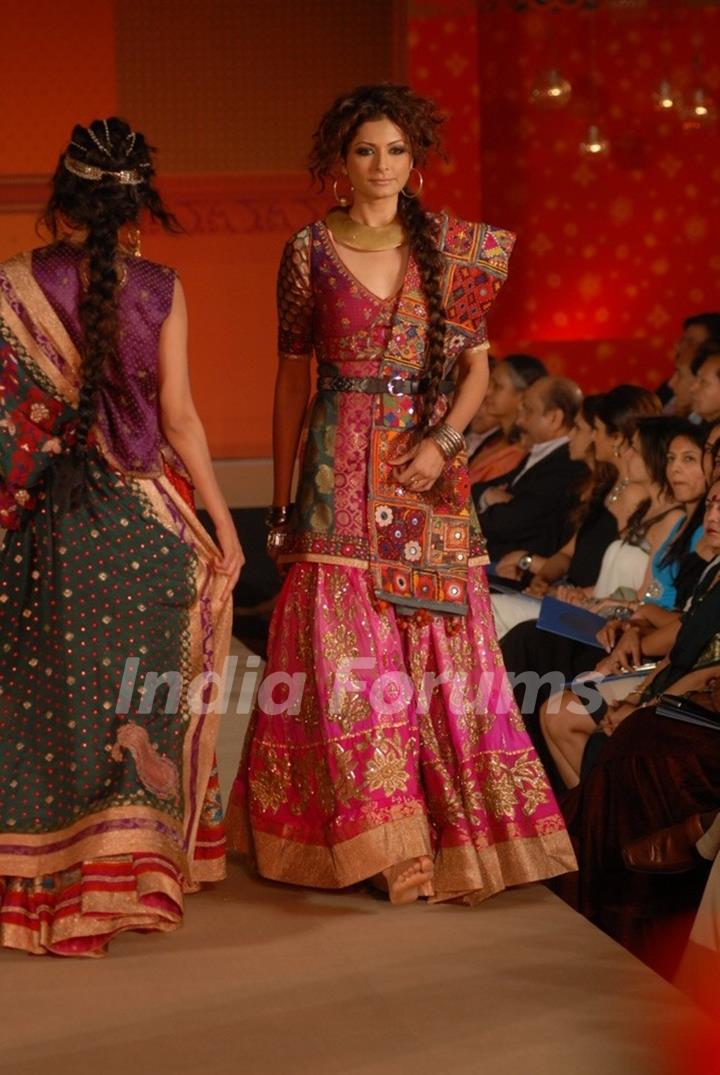 Models walk the ramp for Ritu Kumar fashion show at Taj land's End, Bandra in Mumbai