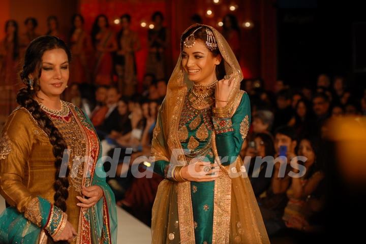 Dia Mirza and Shabana Azmi walk the ramp for Ritu Kumar fashion show at Taj land's End