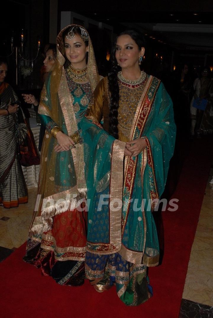 Dia Mirza and Shabana Azmi for Ritu Kumar fashion show at Taj land's End, Bandra in Mumbai